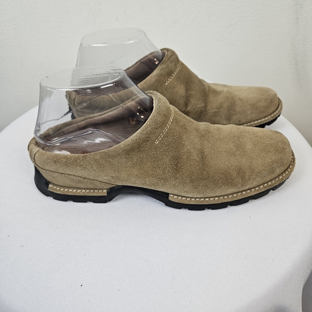 Cole Haan Country 7B D13394 Water Proof Tan Suede Leather Mules Slides Loafers